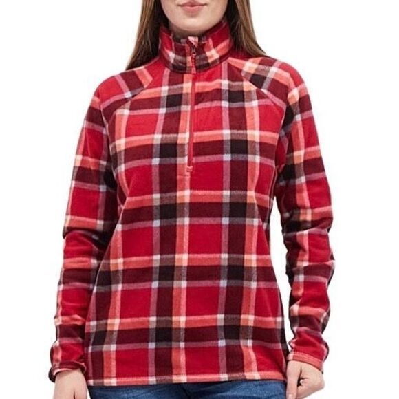 Eddie Bauer Women Mock Neck Long Sleeve Plaid Sweatshirt Dark Berry XL - Picture 1 of 10